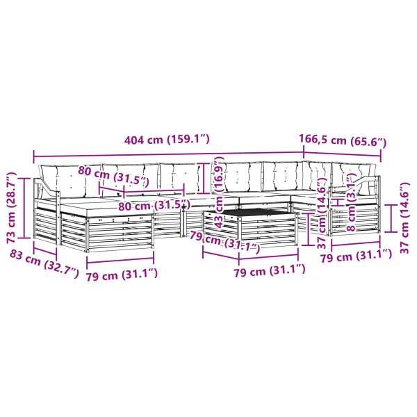 Комплекти дивани с възглавница 8 pcs Естествено и светло сиво