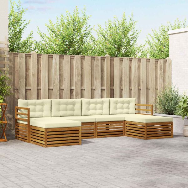 Комплекти дивани 6 pcs Натурален и Крема Солидно акациево дърво