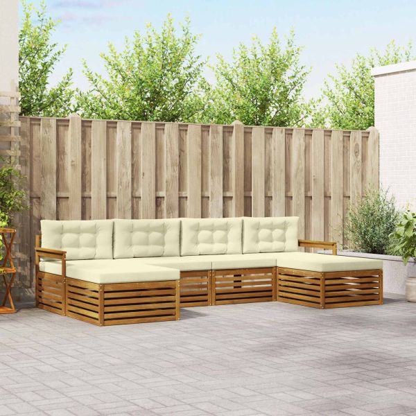 Комплекти дивани 6 pcs Натурален и Крема Солидно акациево дърво