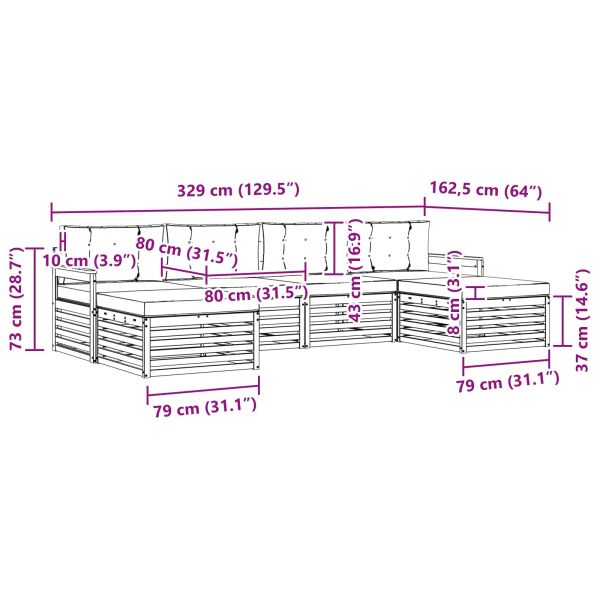 Комплекти дивани с възглавница 6 pcs Натурален и Антрацит