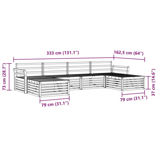 Комплекти дивани 6 pcs Естествен Солидно акациево дърво