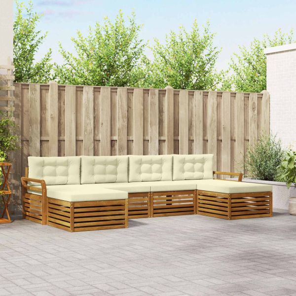 Комплекти дивани 6 pcs Натурален и Крема Солидно акациево дърво