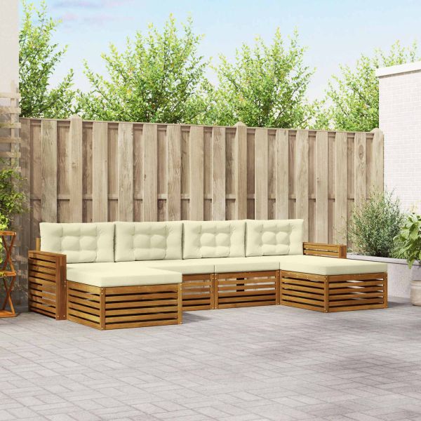 Комплекти дивани 6 pcs Натурален и Крема Солидно акациево дърво