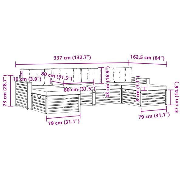 Комплекти дивани 6 pcs Натурален и Крема Солидно акациево дърво
