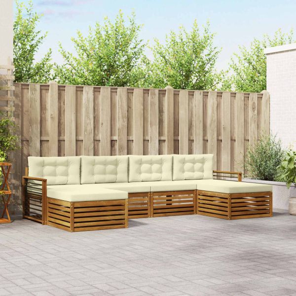 Комплекти дивани 6 pcs Натурален и Крема Солидно акациево дърво
