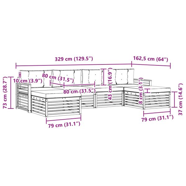Комплекти дивани 6 pcs Натурален и Крема Солидно акациево дърво