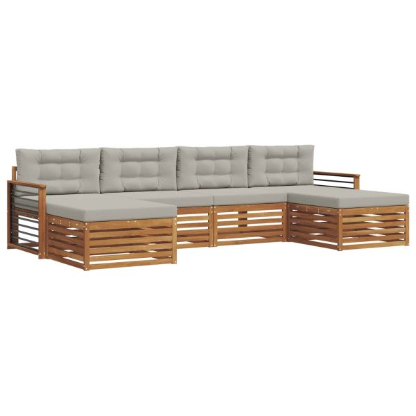 Комплекти дивани с възглавница 6 pcs Естествено и светло сиво