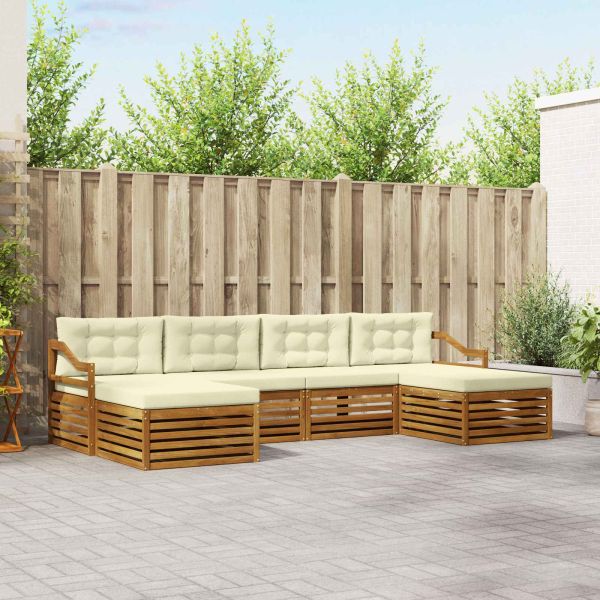 Комплекти дивани 6 pcs Натурален и Крема Солидно акациево дърво