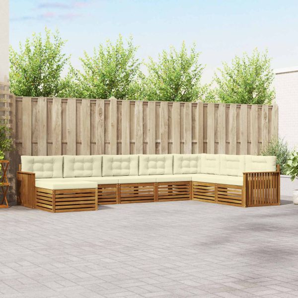 Комплекти дивани 8 pcs Натурален и Крема Солидно акациево дърво