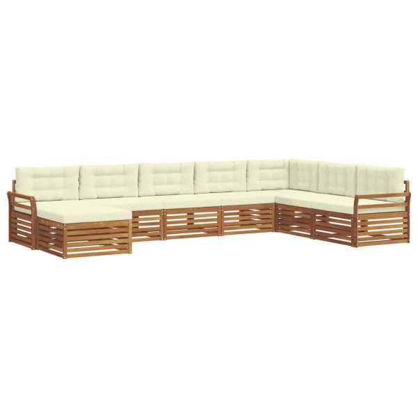 Комплекти дивани 8 pcs Натурален и Крема Солидно акациево дърво
