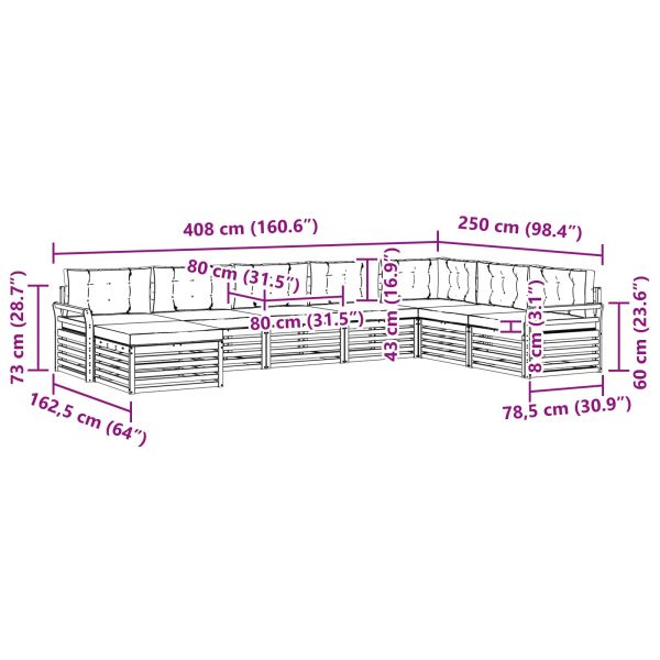 Комплекти дивани с възглавница 8 pcs Натурален и Антрацит