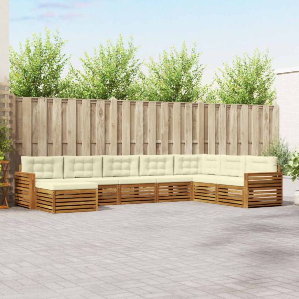 Комплекти дивани 8 pcs Натурален и Крема Солидно акациево дърво