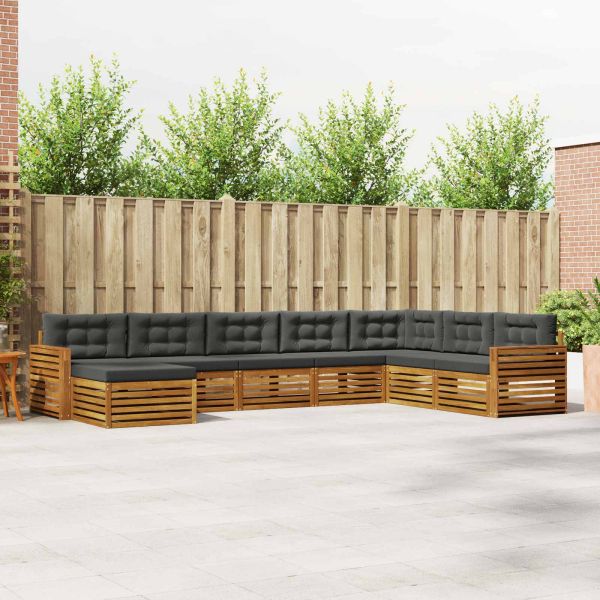 Комплекти дивани с възглавница 8 pcs Натурален и Антрацит