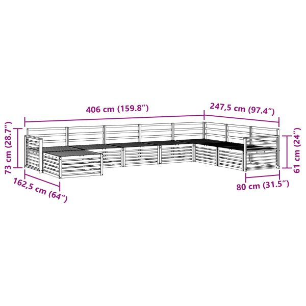 Комплекти дивани 8 pcs Естествен Солидно акациево дърво