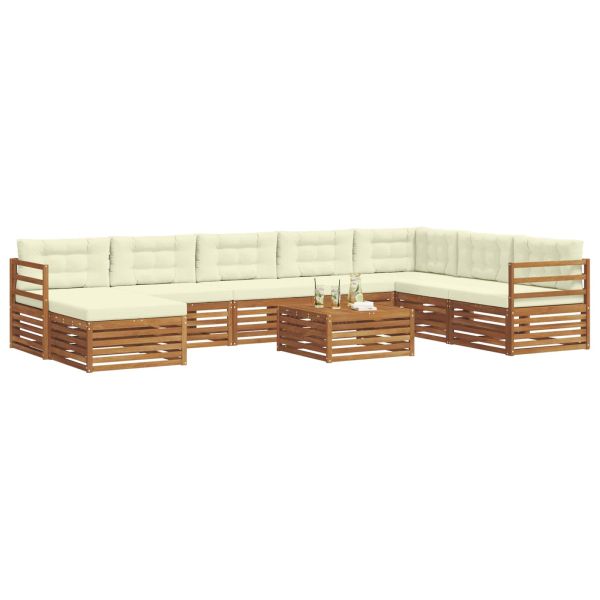 Комплекти дивани 9 pcs Натурален и Крема Солидно акациево дърво