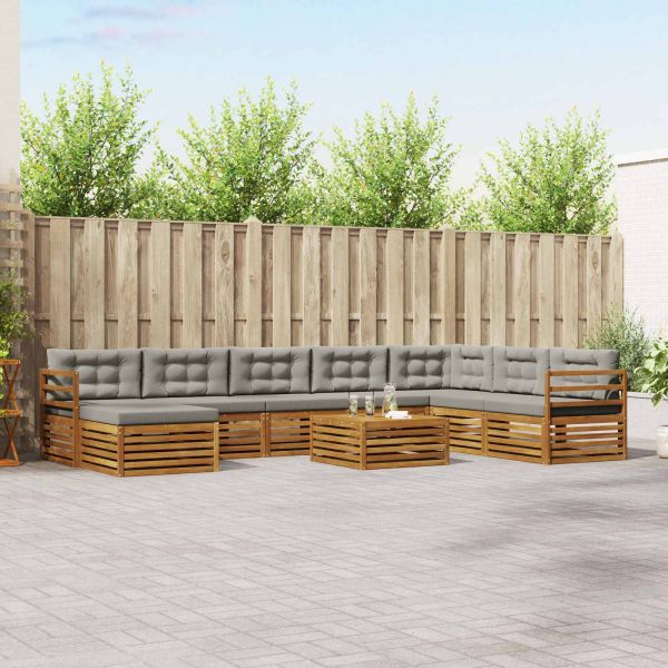 Комплекти дивани с възглавница 9 pcs Естествено и светло сиво