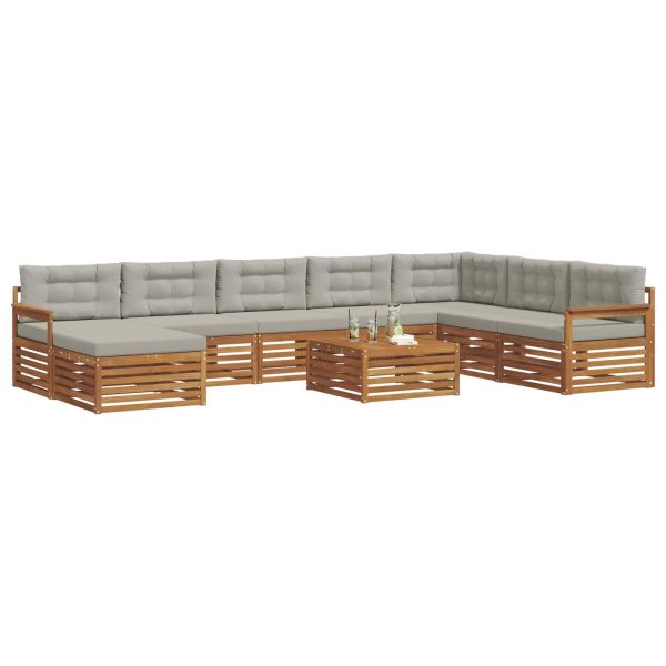 Комплекти дивани с възглавница 9 pcs Естествено и светло сиво