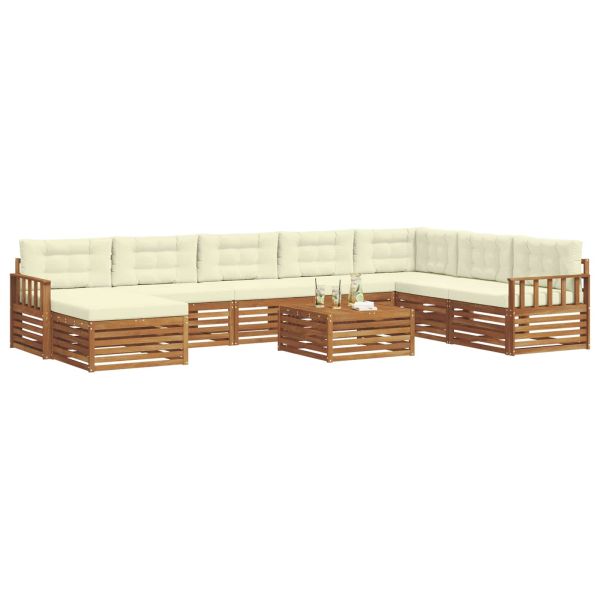 Комплекти дивани 9 pcs Натурален и Крема Солидно акациево дърво