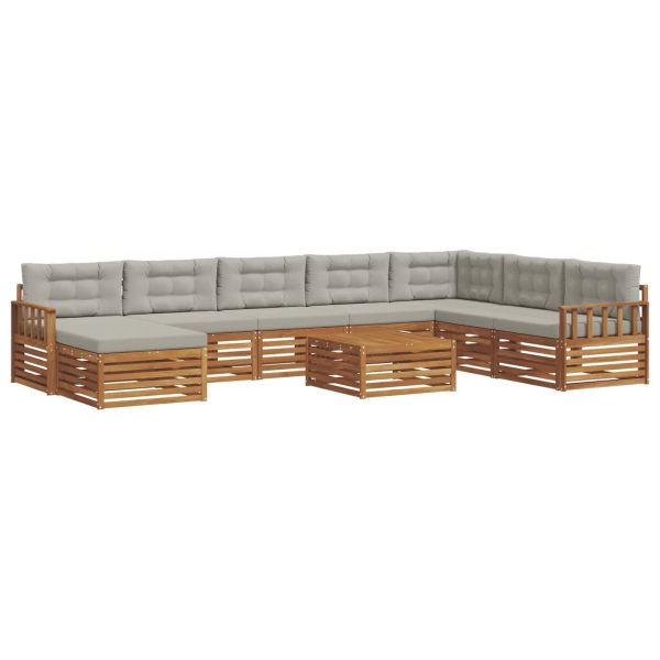 Комплекти дивани с възглавница 9 pcs Естествено и светло сиво