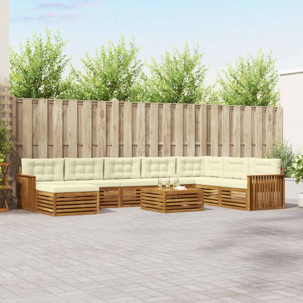 Комплекти дивани 9 pcs Натурален и Крема Солидно акациево дърво
