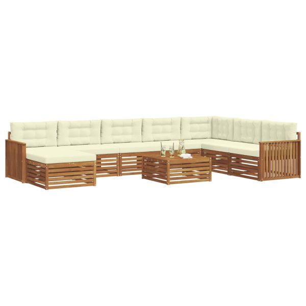Комплекти дивани 9 pcs Натурален и Крема Солидно акациево дърво