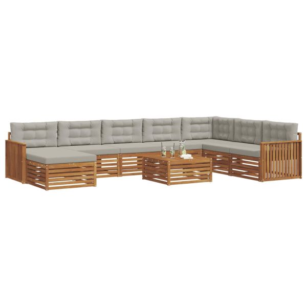 Комплекти дивани с възглавница 9 pcs Естествено и светло сиво