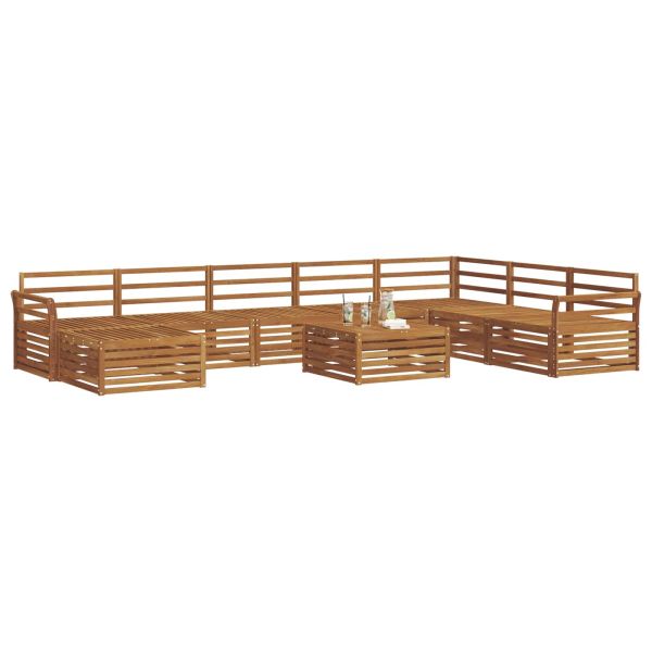 Комплекти дивани 9 pcs Естествен Солидно акациево дърво