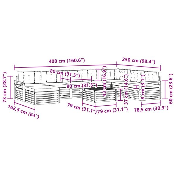 Комплекти дивани с възглавница 9 pcs Натурален и Антрацит
