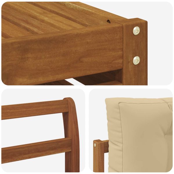 Комплекти дивани 9 pcs Натурален и Бежов Солидно акациево дърво