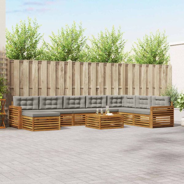 Комплекти дивани с възглавница 9 pcs Естествено и светло сиво