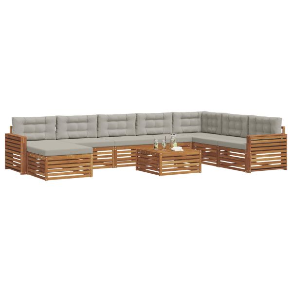 Комплекти дивани с възглавница 9 pcs Естествено и светло сиво