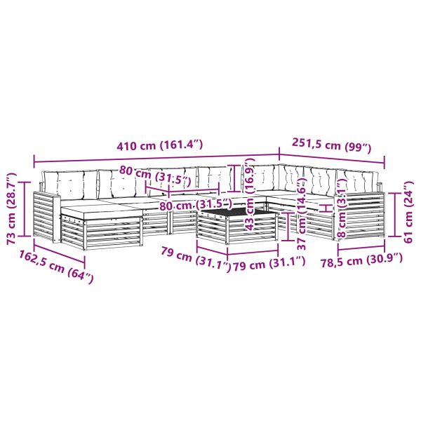 Комплекти дивани с възглавница 9 pcs Естествено и светло сиво
