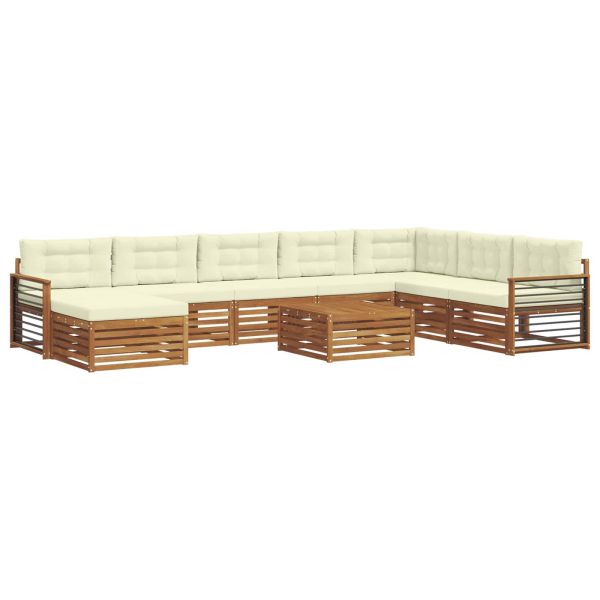 Комплекти дивани 9 pcs Натурален и Крема Солидно акациево дърво