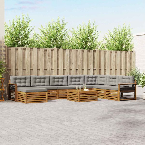 Комплекти дивани с възглавница 9 pcs Естествено и светло сиво