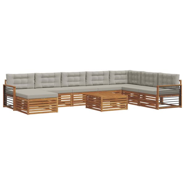 Комплекти дивани с възглавница 9 pcs Естествено и светло сиво