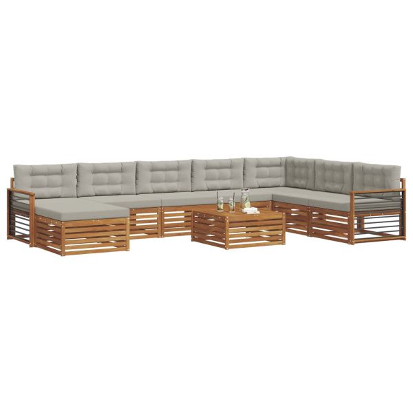 Комплекти дивани с възглавница 9 pcs Естествено и светло сиво