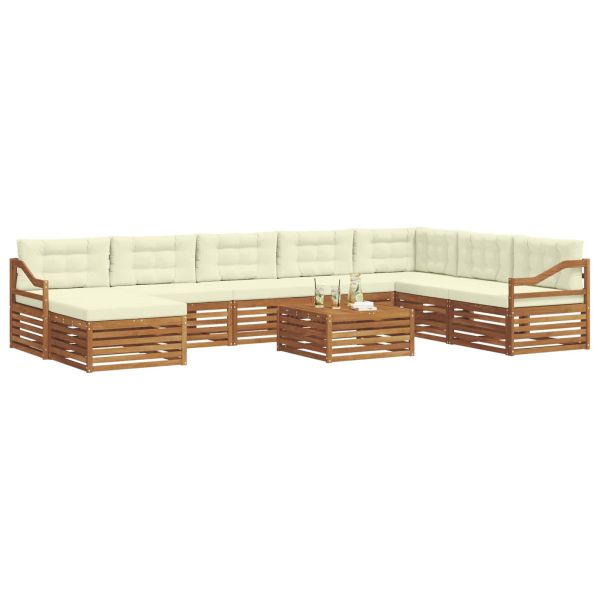 Комплекти дивани 9 pcs Натурален и Крема Солидно акациево дърво