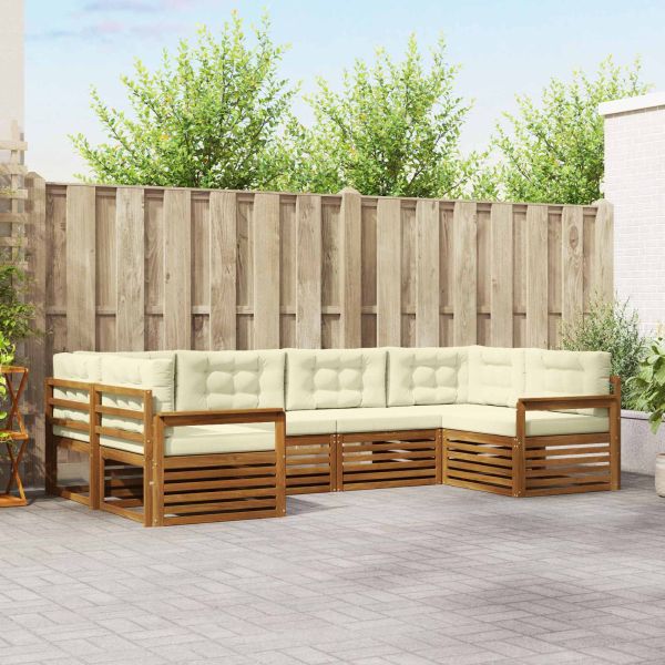 Комплекти дивани 6 pcs Натурален и Крема Солидно акациево дърво