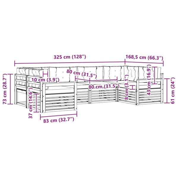 Комплекти дивани с възглавница 6 pcs Естествено и светло сиво