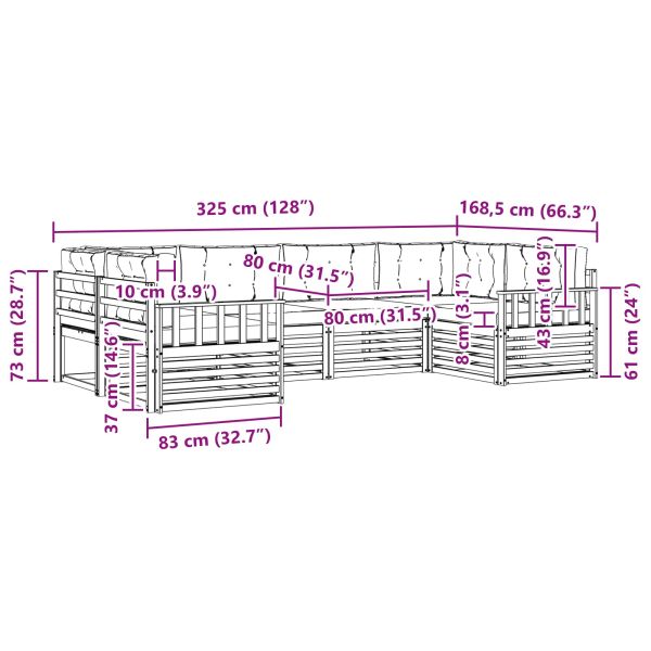 Комплекти дивани с възглавница 6 pcs Естествено и светло сиво