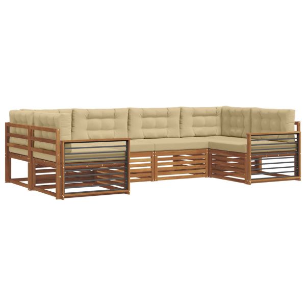 Комплекти дивани 6 pcs Натурален и Бежов Солидно акациево дърво
