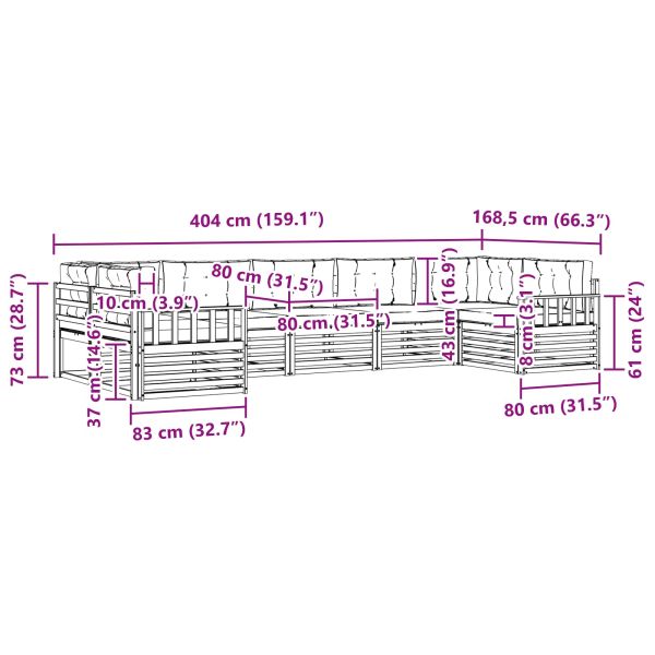Комплекти дивани 7 pcs Натурален и Бежов Солидно акациево дърво