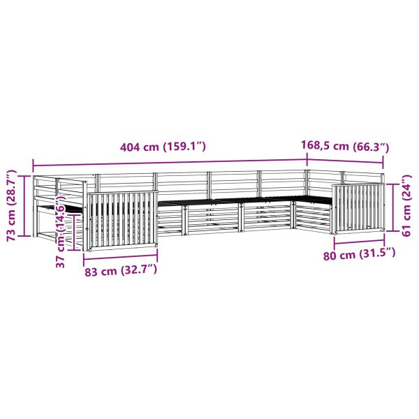 Комплекти дивани 7 pcs Естествен Солидно акациево дърво