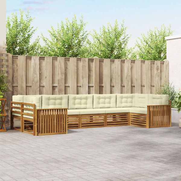 Комплекти дивани 7 pcs Натурален и Крема Солидно акациево дърво