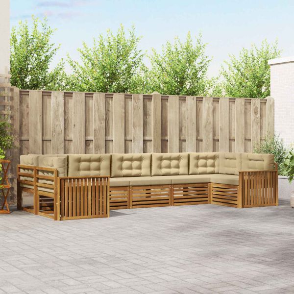 Комплекти дивани 7 pcs Натурален и Бежов Солидно акациево дърво