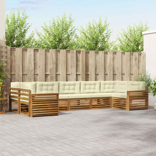 Комплекти дивани 7 pcs Натурален и Крема Солидно акациево дърво