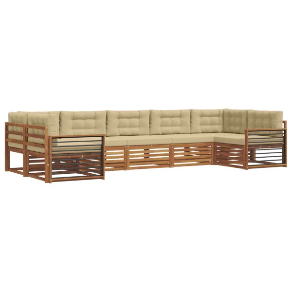 Комплекти дивани 7 pcs Натурален и Бежов Солидно акациево дърво