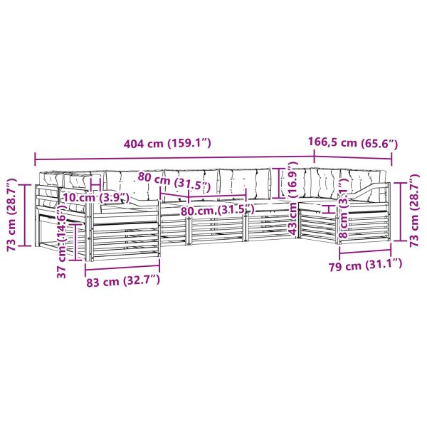 Комплекти дивани 7 pcs Натурален и Бежов Солидно акациево дърво