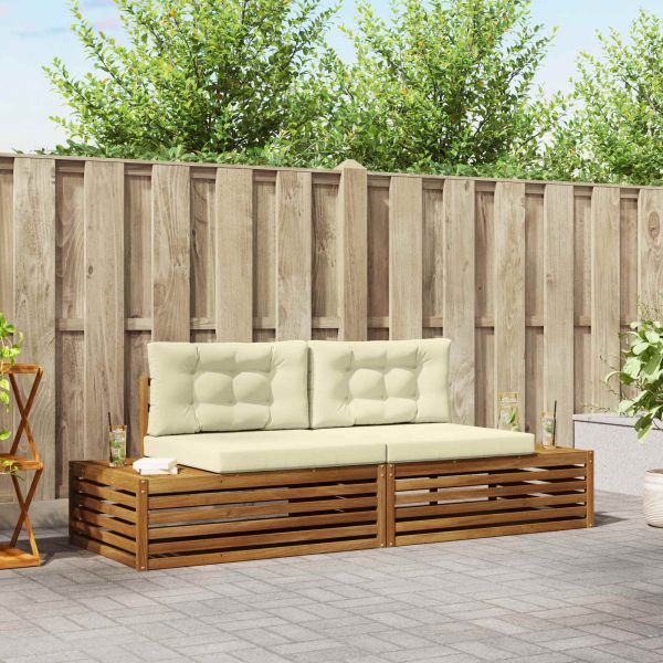 Комплект дивани за открито 2 Брой Натурален и Крема