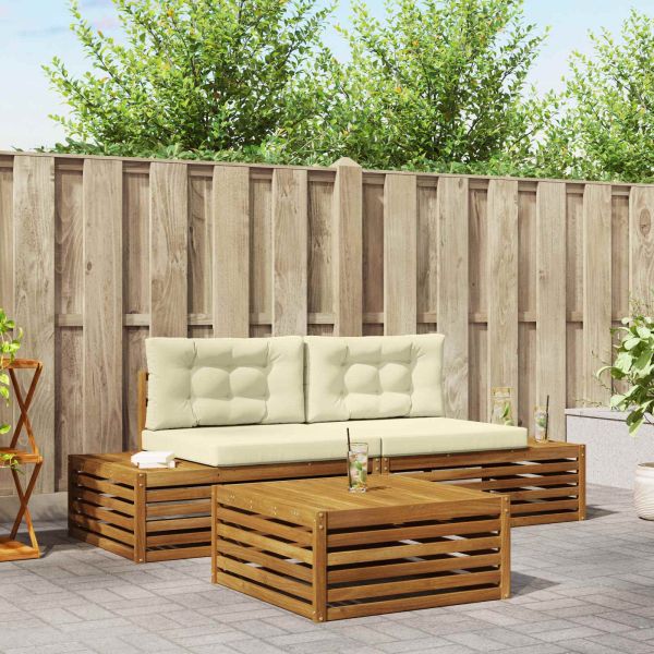 Комплект дивани за открито 3 Брой Натурален и Крема